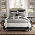 thumbnail image 2 of 104"X94" Black Reversible Quilt Set - King/Cal King 7-Piece Cotton Blend Bedding with Euro Shams, 2 of 5