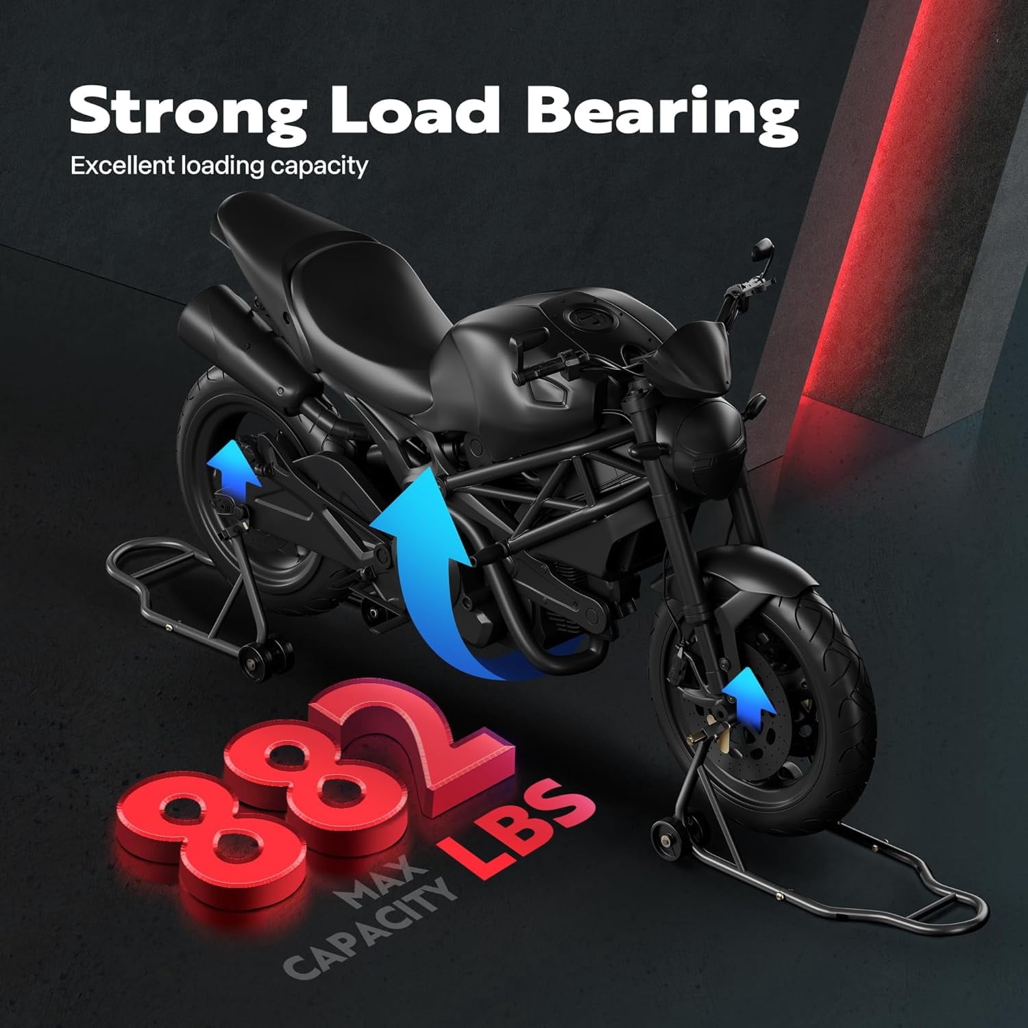 SPECSTAR Motorcycle Stand Lift,882 Lbs Capacity Heavy Duty Front Rear Combo Stand Lift with U+L Adjustable Swingarm Spool, For Most Suzuki Yamaha Honda Kawasaki Motorcycles, Black