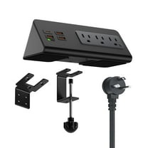Desktop power outlet edge clamp mount with 3 AC outlet & 4pcs fast charing USB ports for home hotel office dormitory