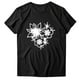 thumbnail image 3 of Gibobby Playera de Verano para Mujer Mujeres Casual Impresión Manga Corta Cuello Redondo Camiseta Suelta Blusa Tops(Negro,CH), 3 of 4