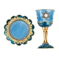 thumbnail image 4 of Matashi Hand-Painted Enamel Kiddush Cup Set with Tray – 5" Tall, Star of David Design, Embellished with High-Quality Crystals, 4 of 8