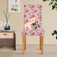 thumbnail image 4 of Yayeee 4 Pack Dining Chair Covers Stretch Parson Chairs Slipcovers Seat Protector, Light Pink Doughnuts, 4 of 6