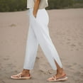 thumbnail image 2 of GEWSEY Linen Pants for Women 2025 Summer High Waist Elastic Straight Leg Lounge Pant Casual Loose Lightweight Beach Trousers White, XXL, 2 of 8