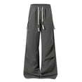 thumbnail image 5 of ZVAVZ Wide Leg Parachute Pants for Men Y2k Baggy Track Pants Fashion Outdoor Sports Pants with Zipper Pockets Dark Gray XXXL, 5 of 10
