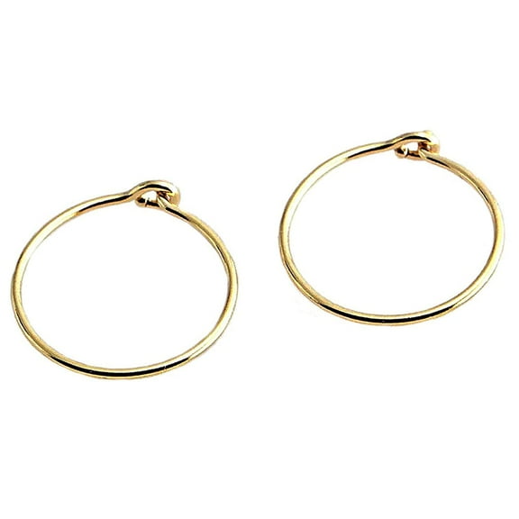 Thin 12mm Huggie Hoop Piercing Earrings Cartilage 14K Gold Filled for Small and Thin Earlobes (12mm 21 gauge / Round Smooth)