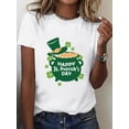 thumbnail image 1 of Elegante camiseta deportiva de dibujos animados para mujer con estampado de trébol irlandés de la suerte, cómoda camiseta de manga corta con cuello redondo, perfecta para celebraciones del Día de San, 1 of 6