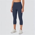 thumbnail image 6 of Ltctricy Capri Leggings for Women Stretchy High Waisted Slim Fit Yoga Pants Casual Workout Pants for Gym Running(Navy,Medium), 6 of 7