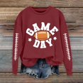 thumbnail image 2 of Holzkary Women's Football Game Day Sweatshirt Football Sweatshirts Cute Baseball Graphic Print Crewneck Graphic Print Oversized Crewneck Sweatshirts Long Sleeve Pullover for Gameday Hoodies Wine S, 2 of 4