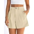 thumbnail image 4 of PRETTYGARDEN Womens Shorts Casual Summer Elastic High Waist Zipper Button Tailored Shorts Pleated Beach Vacation Outfits, 4 of 9