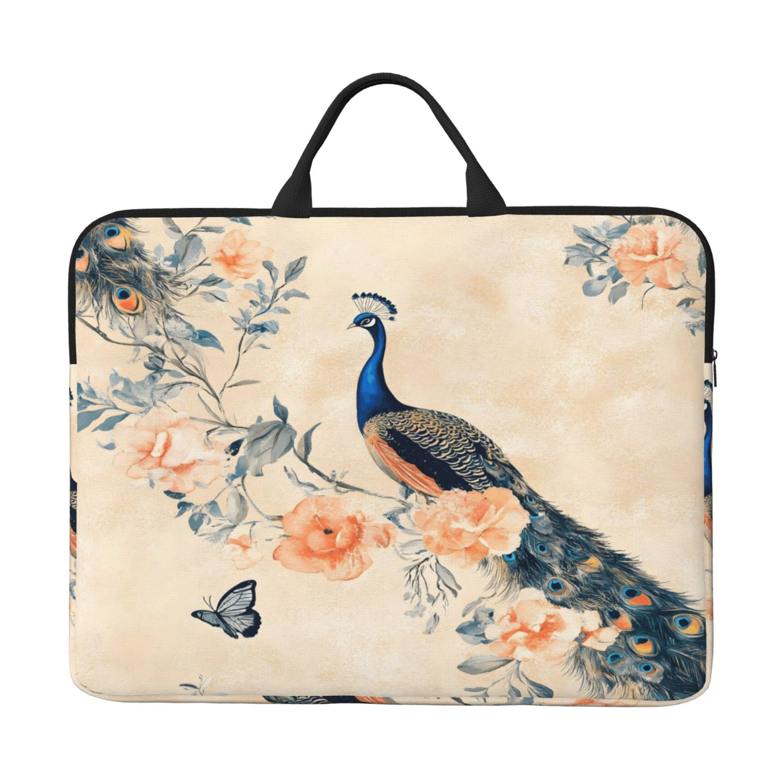 Laptop Sleeve Bag For Women Men 14inch Waterproof Durable Protective Computer Carrying Cover Handle Laptop Case Bag Art Peacock