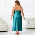 thumbnail image 4 of LWavelet Women's Plus Size Satin Slip Dress Spaghetti Strap V-Neck Elegant Nightgown Maxi Dress Turquoise 5XL, 4 of 5