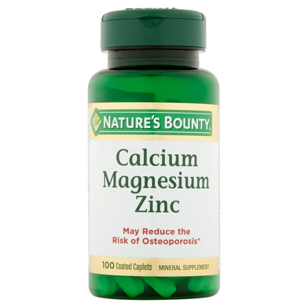- (2 pack) Nature's Bounty Calcium-Magnesiuim-Zinc, Coated Caplets, 100 Ct
