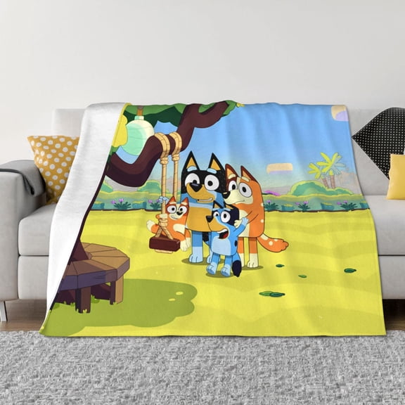 Rozeui Bluey for Flannel Blanket, Soft Fuzzy Plush King Blanket for Winter, Thick and Warm All-Season Bed Throw-40"x30"