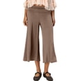 thumbnail image 6 of Womens Fold Over Gaucho Pants Culottes Low Rise Capris Foldover Flowy Going Out Flare Bottoms Wide Leg Capri Pants Coffee 2XL, 6 of 6
