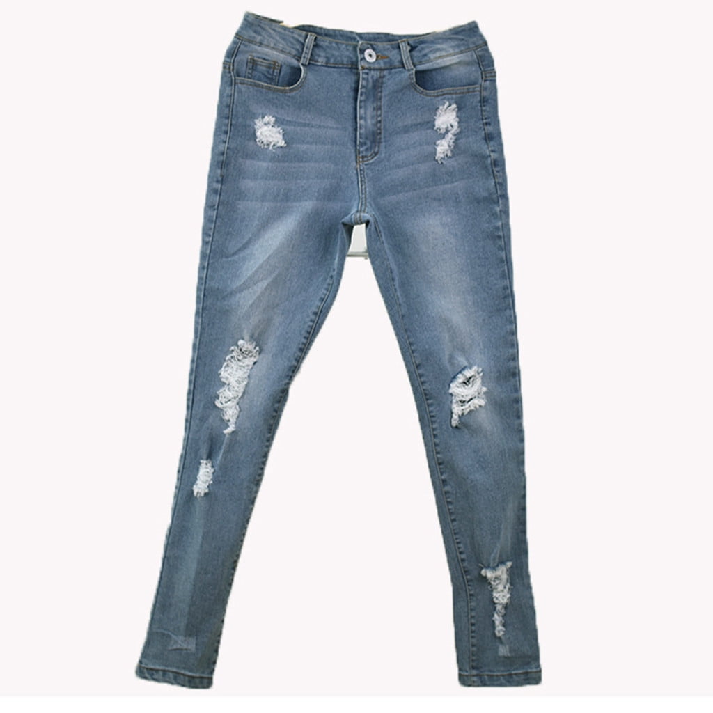 Ripped Jeans for Women Trendy 2025 High Waisted Lady Skinny