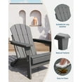 thumbnail image 6 of Outdoor Folding Adirondack Chair, 380lbs Capacity, Portable HDPE All-Weather Fire Pit Chair for Patio, Garden, Pool, Beach & Camping, Gray, 6 of 9