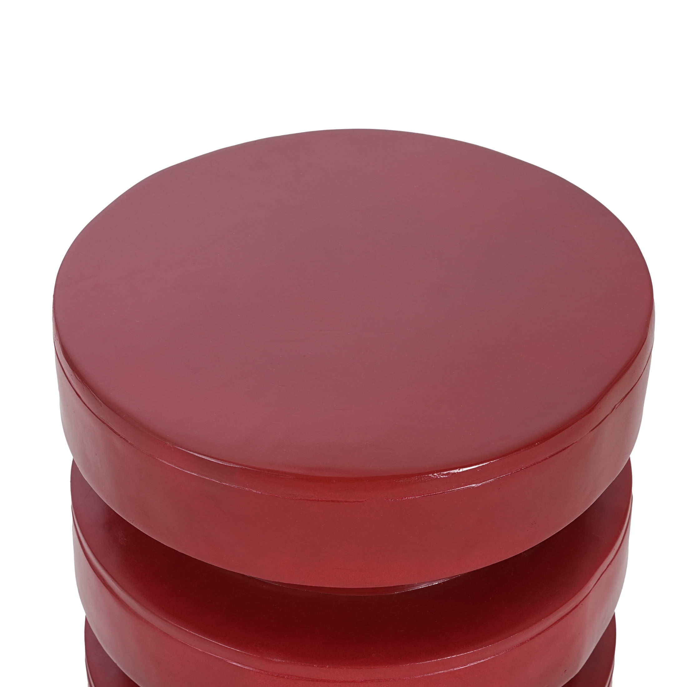 Christopher Knight Home 14.2" MGO Round Side Table, 3-Tier Indoor Outdoor Accent End Table, Red