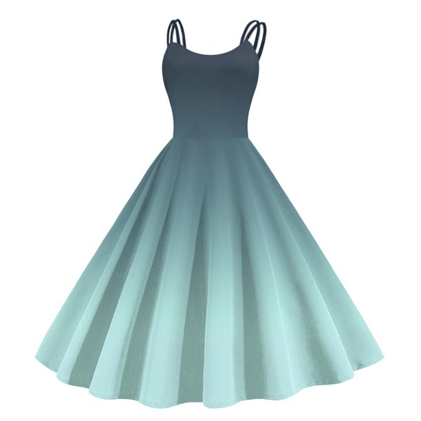 WILLBEST Vestidos Casuales para Mujer Fiesta Vestidos Vintage Adecuados para Mujer sin Mangas Hasta La Rodilla Retro Línea A Acampanado Vestido Formal de Fiesta de Graduación Extra Grande