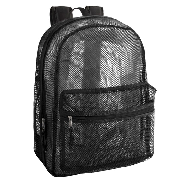 Transparent Mesh Backpacks for School Kids, Beach, Travel - Mesh See Through Backpack with Padded Straps, Gray