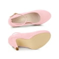 thumbnail image 4 of BLISSFUL STEP Inspired Women' Shoes Round Toe Stiletto Heel Ankle Strap Pumps Bling Pink 7, 4 of 7