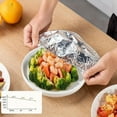 thumbnail image 2 of Pop-Ups Tin Foil Food Insulation Cover - 50/200pcs, Thermal and Reusable Washable, Large Aluminum Foil for Kitchen, Elastic Food Storage Covers for Various Plate Sizes and Shapes (100pcs), 2 of 7