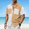 thumbnail image 2 of ZVNAΖH Men's S-3XL Color Block Casual Striped Short Sleeve Collared Button Down Shirt with Dual Pockets, 2 of 6