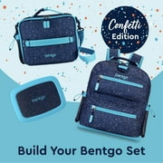 Bentgo Kids Lunch Bag - Double-Insulated, Reusable Lunch Bag for Kids 3+ with Adjustable Strap; Holds Lunch Box/Water Bottle/Snacks; Easy-Clean, Water-Resistant & Pockets (Confetti - Abyss Blue)