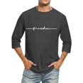 thumbnail image 6 of Afuyipoi Men's Three-Quarter Sleeve Letter Print T-Shirt,Casual Fashion Short Sleeve Round Neck Athletic Wear Dark Gray 5XL, 6 of 6