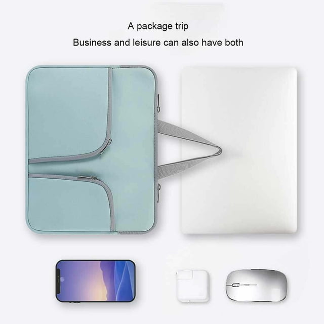 Housse d'Ordinateur Portable Étanche Sacoche Portable Pochette Protectrice Réutilisable Compartiments de Rangement pour Affaires Bleu 15,6 Pouces