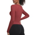 thumbnail image 6 of tarylea Women's Yoga Tops Ribbed Knit Crew Neck Tops Slim Fitted Tops Long Sleeve Shirts Athletic Sports Tops, 6 of 8