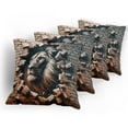 thumbnail image 5 of Ambesonne Lion Throw Pillow Cover 4 Pack, Brick Wall and Classical Pose, 24", Ginger Coconut, 5 of 7