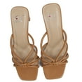 thumbnail image 2 of Delicious Women's Strappy Knotted Block Heel Sandal, Camel, 10 M US, 2 of 5