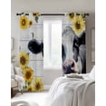 thumbnail image 3 of Sunflowers Funny Cows Blackout Curtains 63 Inch Length Yellow Flower White Wood Grain Farm Thermal Insulated Window Curtain Window Drapes 2 Panels for Bedroom Living Room 52"Wx63"L, 3 of 9