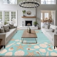 thumbnail image 3 of Starfish Shell Area Rugs 5x7 ft Abstract Ocean Beach Shore Teal Striped Washable Rug Non Slip Indoor Carpet Absorbent Floor Mat for Living Room Bedroom Dining Room, 3 of 9