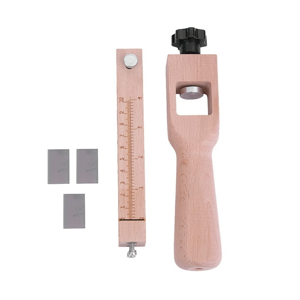 Cortador de Cinturón de Madera Ajustable, Herramiente de Corte A Mano de Cuero Con 5 Cuchillas, Ayudante Para Nave de Bricolaje. Hecho de acero inoxidable y madera de