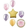 Twinkle Twinkle Little Star Moon Girl Pink Baby Shower Balloon Bouquet Decorating Kit 7 Piece Mylar and Latex Balloons Set -Plus (1) 66' (66 Foot) Roll of Curling Balloon Ribbon