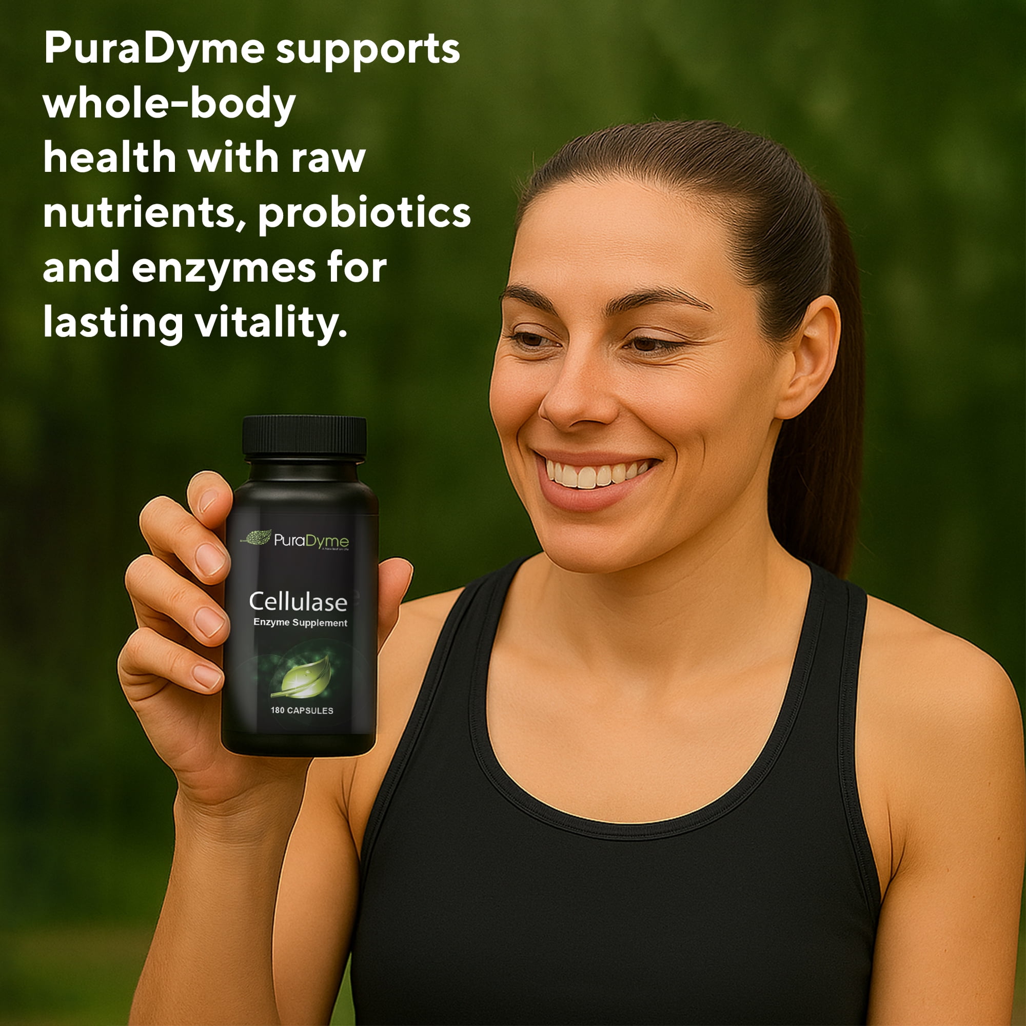 PuraDyme Cellulase Digestive Enzymes, Digestion Supplement for Women and Gut Health (180 Caps)
