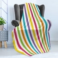 thumbnail image 4 of Rainbow Soft Flannel Fleece Throw Blanket, Minimalist Line Art with Different Vibrant Colors Design Modern Abstract Pattern, Cozy Plush for Indoor and Outdoor Use, 50" x 70", Multicolor, by Ambesonne, 4 of 5