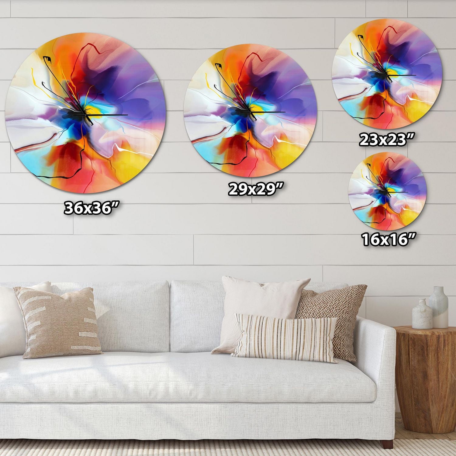 Designart Fleur créative en plusieurs couleurs horloge murale