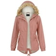 thumbnail image 2 of Made by Johnny Women's Inner Fur Lined Military Anorak Parka Jacket with Detachable Hoodie L MAUVE, 2 of 6