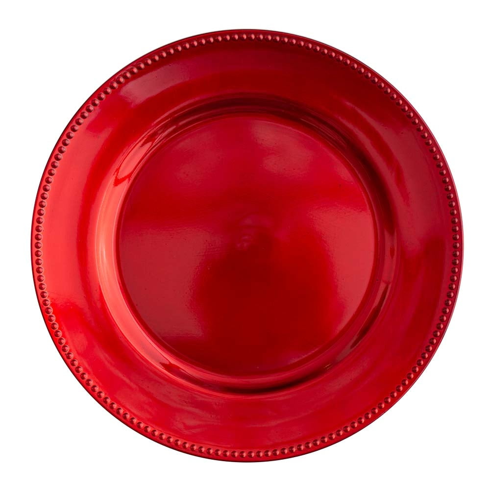 Richland Beaded Charger Plate 13" Red Set of 48