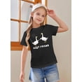 thumbnail image 1 of [Best Friends] Charming Girls' Cotton Blend T-Shirt with Cute Goose Illustration - Casual Round Neck, Short Sleeve Top for Summer Fun, 1 of 5