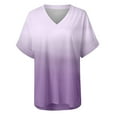 thumbnail image 5 of asdoklhq Womens Plus Size Clearance $5,Women's Gradient Printed Blouse V-neck Short Sleeve Loose T-shirt Tops, 5 of 6