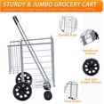 thumbnail image 5 of Ltmate Jumbo Folding Shopping Cart with Double Basket and Adjustable Handle, Sliver, 5 of 6