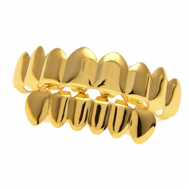 Chapado en oro de 18 quilates para la boca inferior Hip Hop dientes fiesta de Halloween rapero hombres Zulema Tapa de dientes de oro