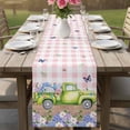 thumbnail image 4 of Blue Purple Floral Table Runner - 90 Inch Long Spring Hydrangea Flower Truck Pink Plaid Cotton and Linen Blended Dress Scarves Farmhouse Table Runner for Kitchen Dining, Coffee Table, 13" x 90", 4 of 8