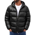 thumbnail image 6 of LYSMORA Mens Adjustable Drawcord Hooded Puffer Jacket Full Zip Elastic Cuff Windproof Warm Winter Daily Outer Coat Hand Pockets, 6 of 6