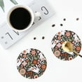 thumbnail image 4 of Lsque Rabbits on Floral Pattern 4" Drink Coasters Set of 4, PVC Leather Absorbent Coasters, Table Coaster Set Decorative Coffee Cup Coasters Housewarming Gift -Round Shape, 4 of 6