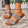 thumbnail image 5 of Viluyesy Women's Flat Sandals, Shiny Sequin Slip-On Open Toe Summer Fashion Casual Slides Slippers Brown, 5 of 9