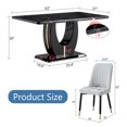 thumbnail image 5 of JUFU 63" Black Faux Marble Dining Table Set, 7-Piece Modern Dining Set with PU Leather Chairs and Metal Legs for Kitchen, Dining Room, Living Room, 5 of 10